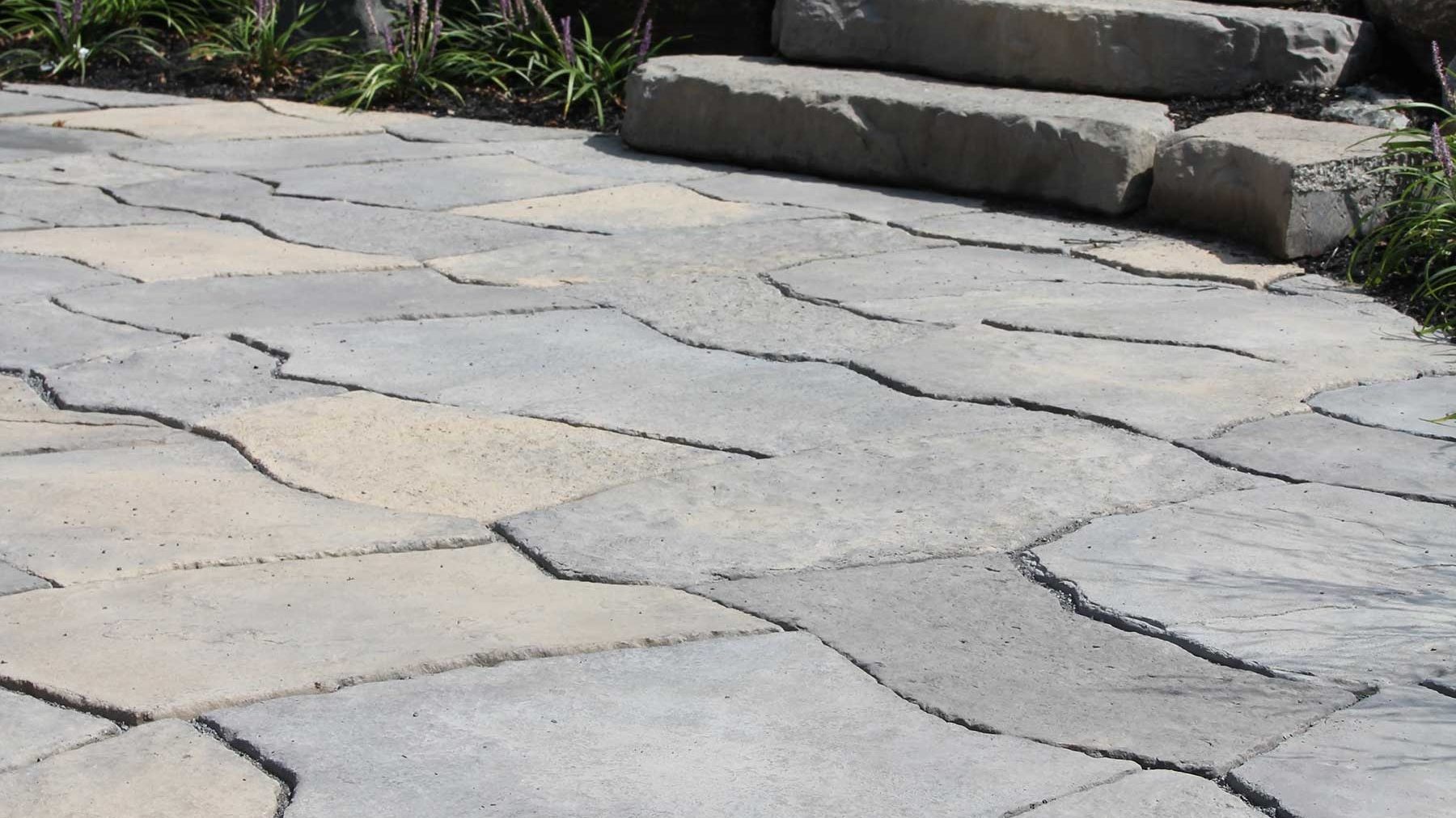 York stone flagging on a large residential patio